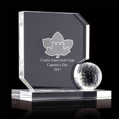 Picture of CRYSTAL GOLF BALL AND RECTANGULAR ON BASE AWARD SUPPLIED in a Presentation Box