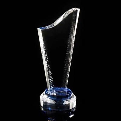 Picture of MOUNTED CRYSTAL HARP SHAPE AWARD with Textured Edges.