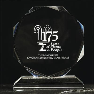 Picture of 14,5CM x 14,5CM x 15MM CLEAR TRANSPARENT GLASS FACETTED OCTAGON AWARD