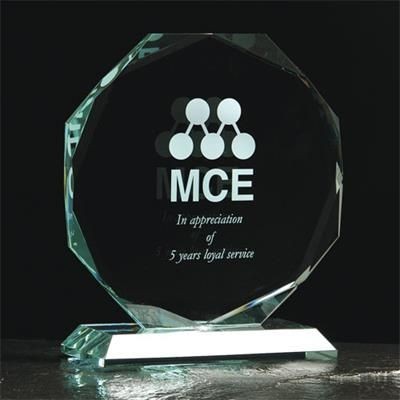 Picture of JADE GREEN MEDIUM GLASS OCTAGON AWARD.