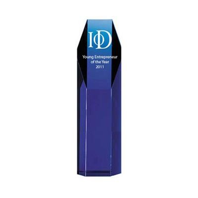 Picture of BLUE CRYSTAL MEDIUM HEXAGONAL PRISM 200MM HIGH SUPPLIED in a Presentation Box