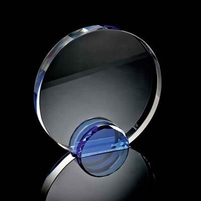 Picture of LARGE ROUND CRYSTAL FRAME with Blue Crystal Facet Stand Supplied in a Presentation Box