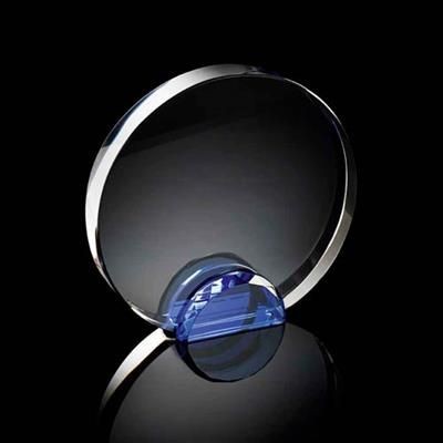 Picture of MEDIUM ROUND CRYSTAL FRAME with Blue Crystal Facet Stand Supplied in a Presentation Box