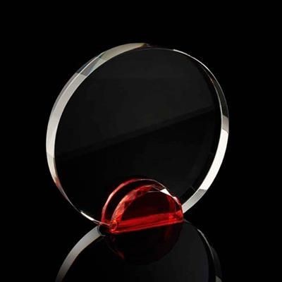 Picture of MEDIUM ROUND CRYSTAL FRAME with Red Crystal Facet Stand Supplied in a Presentation Box