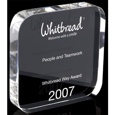 Picture of OPTICAL CRYSTAL SQUARE TROPHY AWARD with Rounded Corners