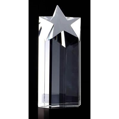 Picture of OPTICAL CRYSTAL STAR COLUMN 180MM HIGH CLEAR TRANSPARENT FINISH SUPPLIED in a Presentation Box
