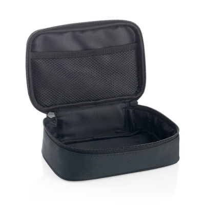 Picture of BLACK DOUBLE ZIPPERED WASH BAG.