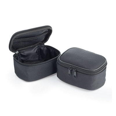 Picture of MINI BLACK DOUBLE ZIPPERED WASH BAG.