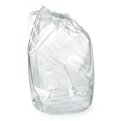 Picture of CLEAR TRANSPARENT PVC DRAWSTRING BAG.