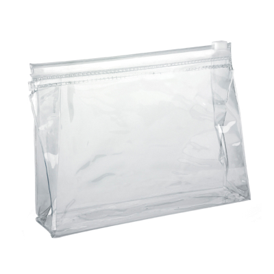 Picture of CLEAR TRANSPARENT PVC SLIDE ZIPPERED TOILETRY BAG.