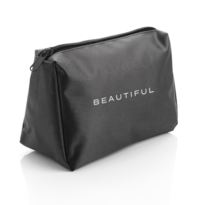 Picture of BLACK NYLON TOILETRY BAG.