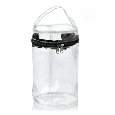 Picture of CLEAR TRANSPARENT PVC ROUND ZIPPERED TOILETRY BAG.