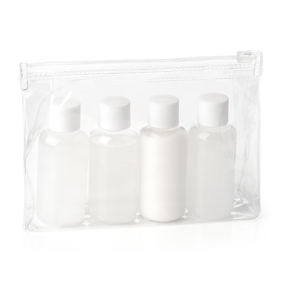 Picture of TRAVEL TOILETRY GIFT SET in White in a PVC Bag.