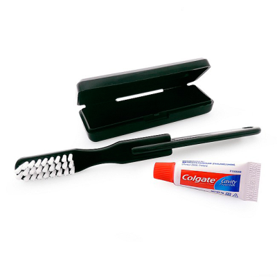Picture of BLACK TRAVEL TOOTHBRUSH SET with Colgate Toothpaste.