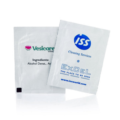 SINGLE ANTIBAC WET WIPE PRINTED 1-COLOUR, 60 x 80MM.