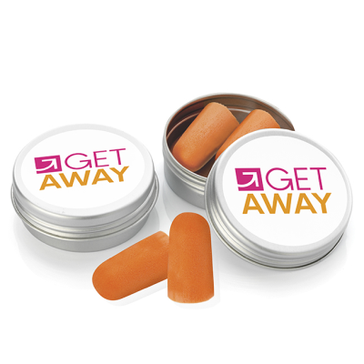 Picture of PAIR OF ORANGE EAR PLUGS in a Tin