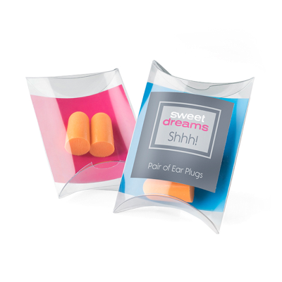 Picture of PAIR OF ORANGE EAR PLUGS in a Pillow Pack.