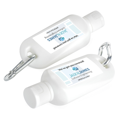 Picture of SPF50 SUN LOTION ON a CARABINER CLIP