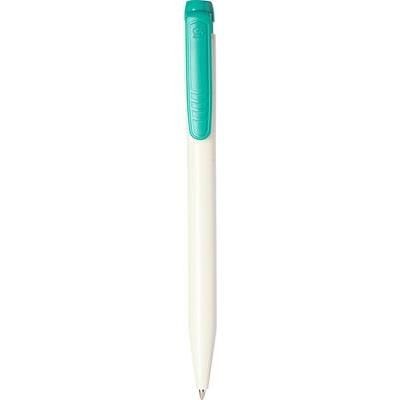 Picture of PIER FT RETRACTABLE PLASTIC BALL PEN in White with Teal Trim