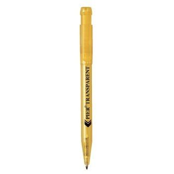 Picture of PIER CLEAR TRANSPARENT RETRACTABLE PLASTIC BALL PEN in Yellow