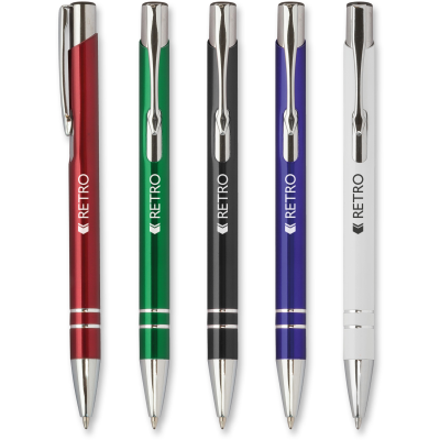 Picture of RETRO PUSH BUTTON ACTION METAL BALL PEN