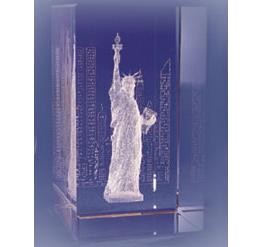 Picture of CRYSTAL GLASS CUBE BLOCK PAPERWEIGHT with 3D Laser Engraved Image in Centre.