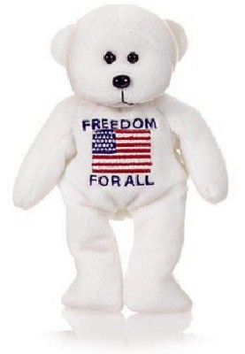 Picture of BEANIE SOFT TOY TEDDY BEAR in White