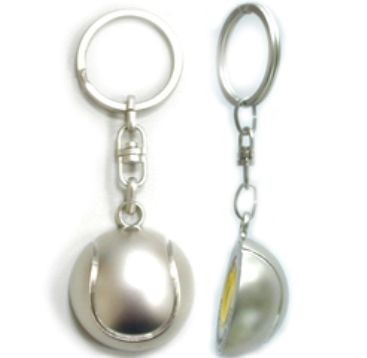 Picture of METAL TENNIS BALL KEYRING in Silver.