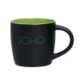 Picture of SOHO BLACK MATT GLAZED CERAMIC POTTERY MUG with Lime Green Inner Inside