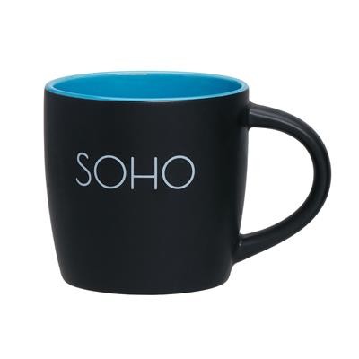 Picture of SOHO BLACK MATT GLAZED CERAMIC POTTERY MUG with Ocean Blue Inner Inside