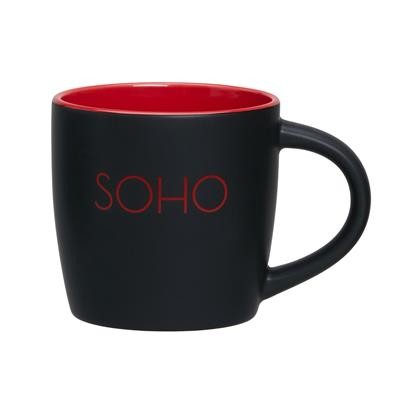 Picture of SOHO BLACK MATT GLAZED CERAMIC POTTERY MUG with Red Inner Inside