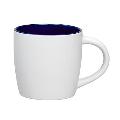 Picture of SOHO WHITE MATT GLAZED CERAMIC POTTERY MUG with Reflex Blue Inner Inside