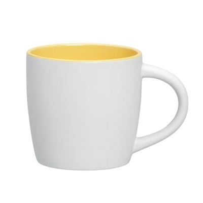 Picture of SOHO WHITE MATT GLAZED CERAMIC POTTERY MUG with Yellow Inner Inside