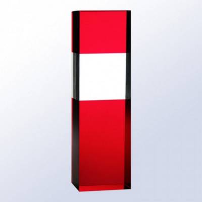 Picture of RED & CLEAR OPTICAL CRYSTAL COLUMN AWARD.