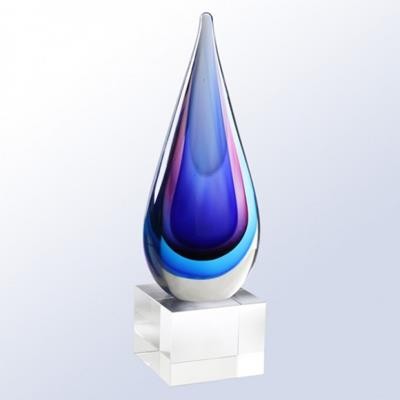 Picture of TEAR DROP GLASS TROPHY AWARD in Blue & Pink
