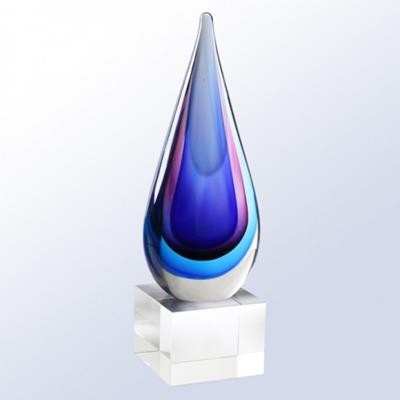 Picture of TEARDROP GLASS TROPHY AWARD in Blue & Pink.