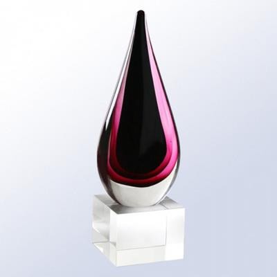 Picture of TEARDROP GLASS TROPHY AWARD in Burgundy & Black