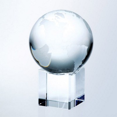 Picture of WORLD GLOBE GLASS AWARD WITH CUBE BASE Minimum Quantity: 1