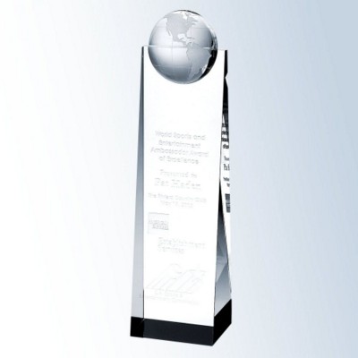 Picture of OPTICAL CRYSTAL GLASS GLOBE TOWER AWARD.