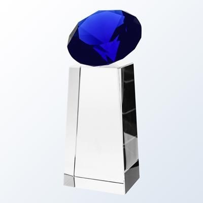 Picture of BLUE DIAMOND SLANT OPTICAL CRYSTAL AWARD.