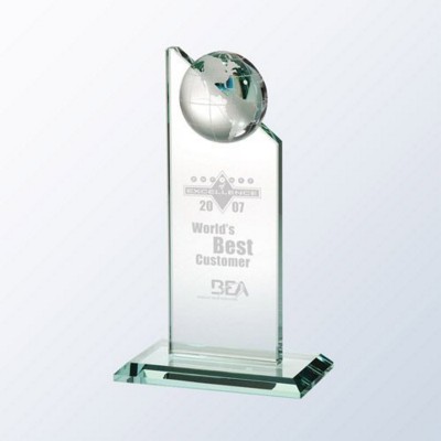 Picture of JADE GREEN GLASS WORLD GLOBE PINNACLE AWARD.