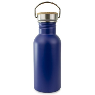Picture of BAMBOO LID THERMAL INSULATED BOTTLE 500ML in Dark Blue.
