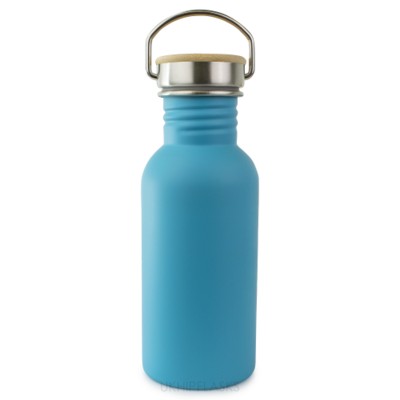 Picture of BAMBOO LID THERMAL INSULATED BOTTLE 500ML in Blue.