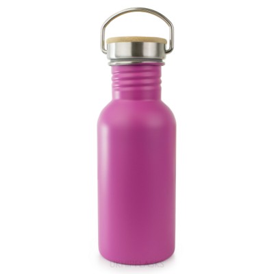Picture of BAMBOO LID THERMAL INSULATED BOTTLE 500ML in Fuchsia.