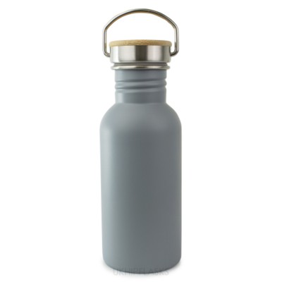 Picture of BAMBOO LID THERMAL INSULATED BOTTLE 500ML in Grey.