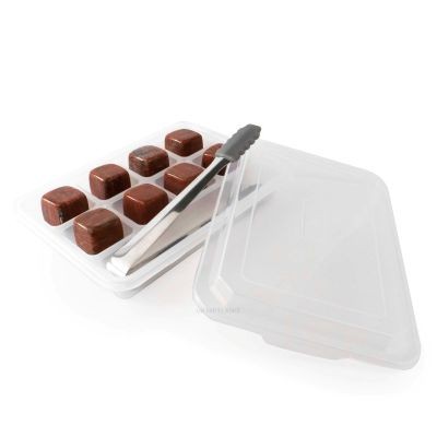 Picture of ICE WHISKY GIN STONES with Box & Steel Tongs - Red