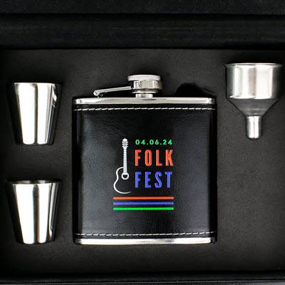 Picture of LUXURY HIP FLASK GIFT SET in Black