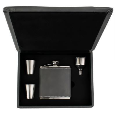 Picture of LUXURY HIP FLASK GIFT SET in Grey