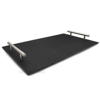 Picture of SLATE RECTANGULAR SERVING PLATTER with Stainless Steel Metal Handles