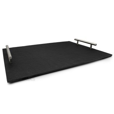 Picture of SLATE RECTANGULAR SERVING PLATTER with Stainless Steel Metal Handles